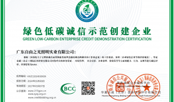 荣誉资质-洗墙灯_大功率洗墙灯_洗墙灯厂家-广东自由之光照明实业有限公司-绿色低碳诚信示范创建企业